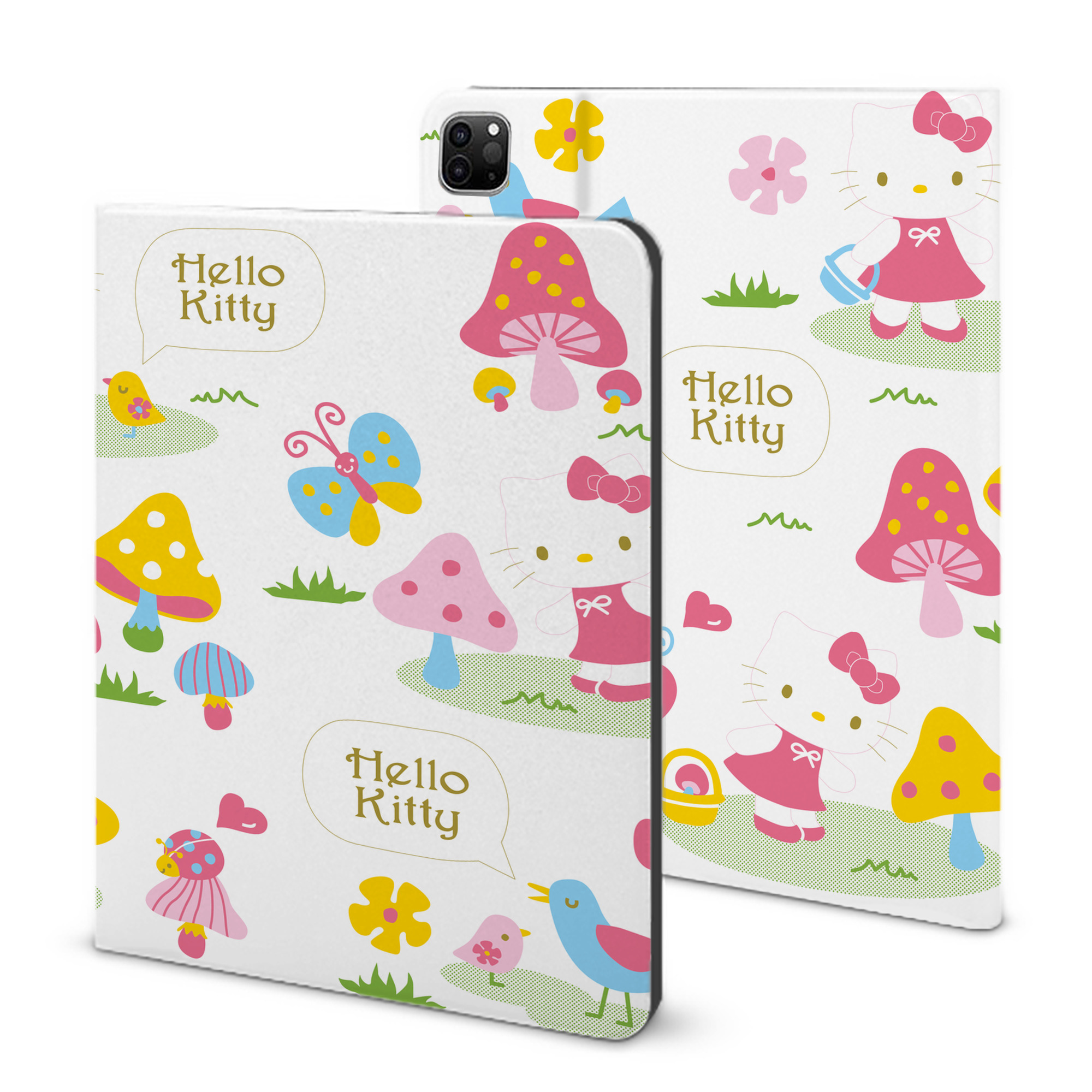 （画像用） Hello Kitty ハローキティ IPad ケース ブック型 PUレザー TPU 耐衝撃 軽量 薄型 ペン収納なし 全面保護 IPad 各モデル対応